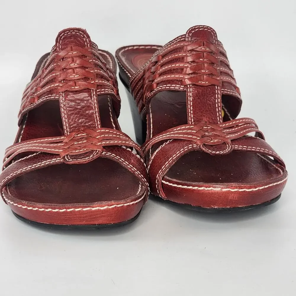 Nurture Red Leather Heeled Sandals Women's Size 9.5 M